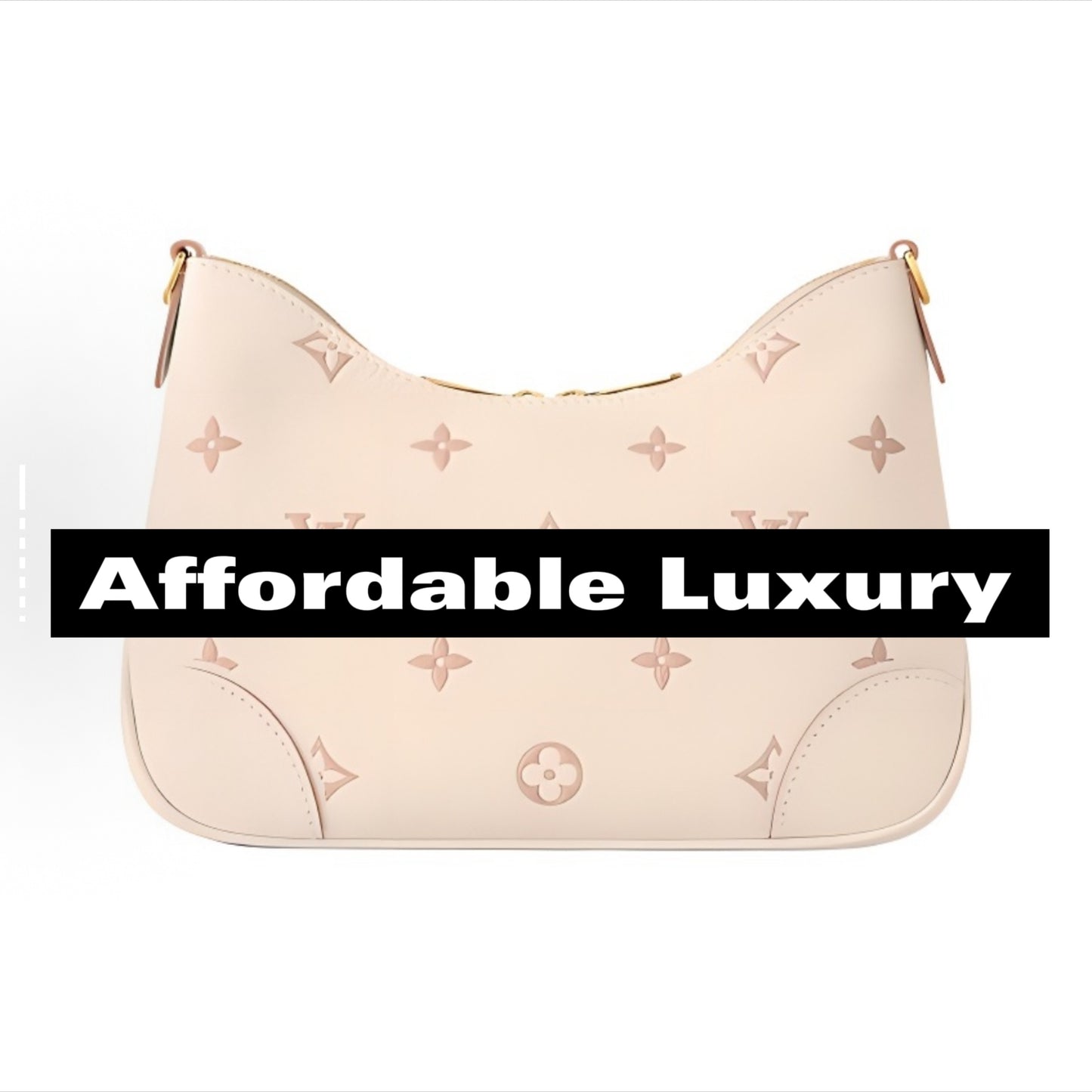 Beige floral-patterned women's leather shoulder bag