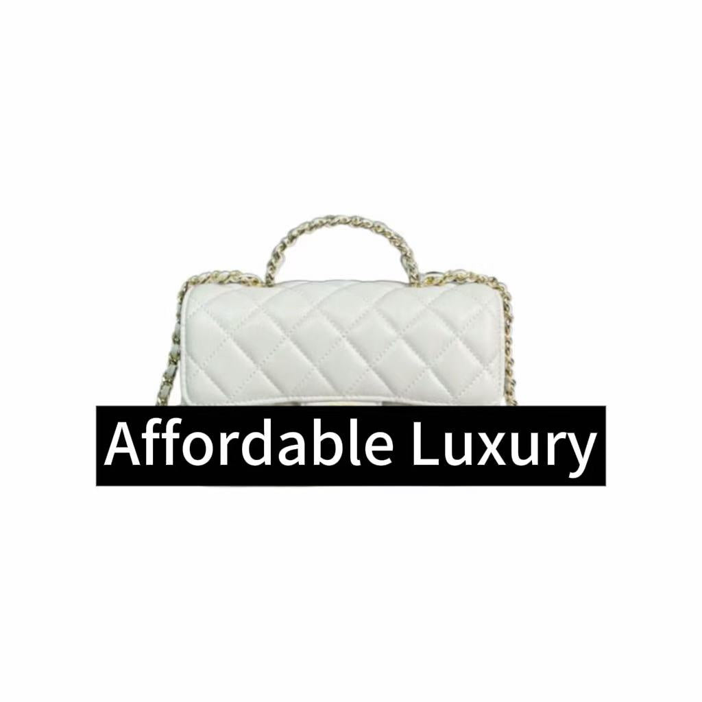 Gold Logo Diamond Handle Short Lambskin Chain Bag Shoulder Crossbody Bag