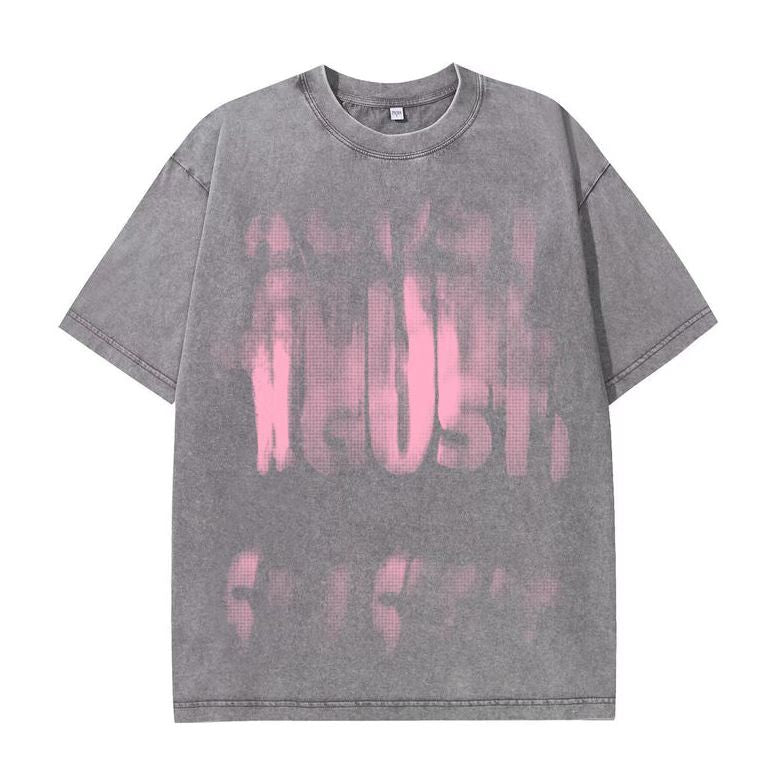 Washed distressed short-sleeved men's summer American retro high street half-sleeved design niche trendy brand large size loose T-shirt