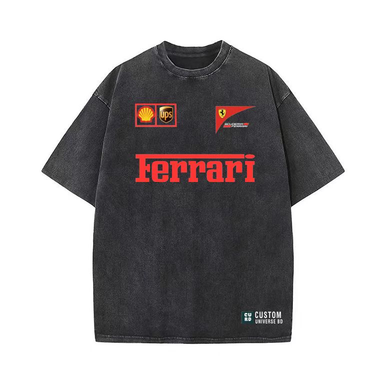American retro trendy street style loose letter print denim short-sleeved T-shirt top for men