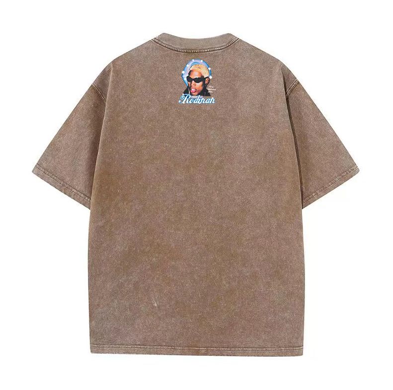 European and American high street retro washed distressed short-sleeved T-shirt couple hip-hop casual loose men and women bottoming shirt trend