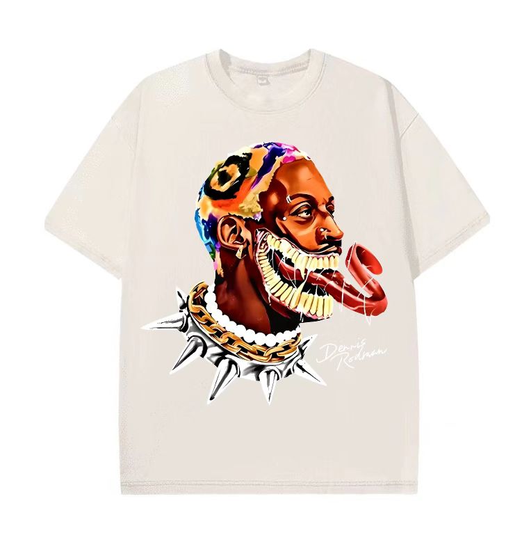Rodman Rodman basketball character pattern American high street oversize direct injection men's short-sleeved T-shirt