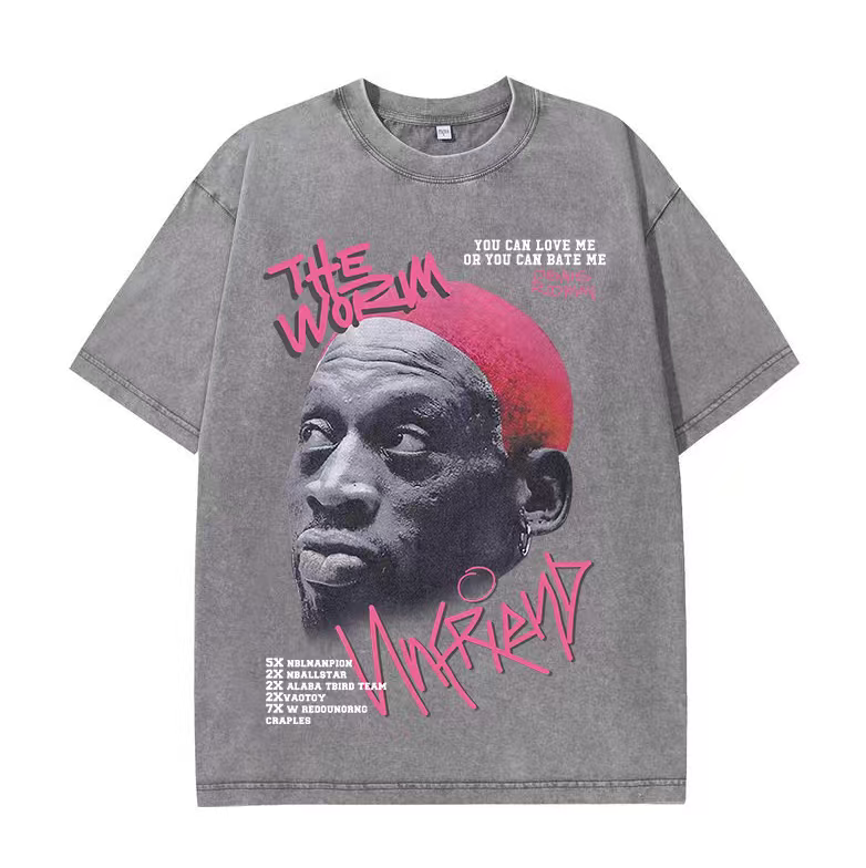 Rodman Rodman basketball character pattern American high street oversize direct injection men's short-sleeved T-shirt
