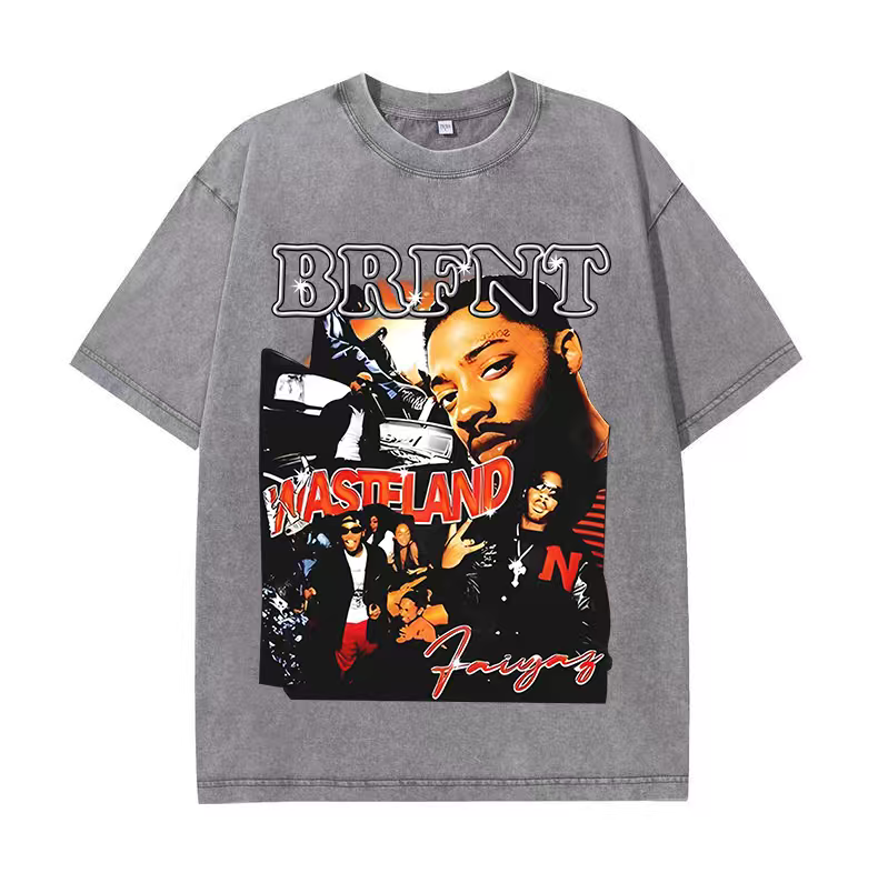 R&B singer Brent Faiyaz American small neckline distressed cotton short sleeves digital inkjet breathable printing