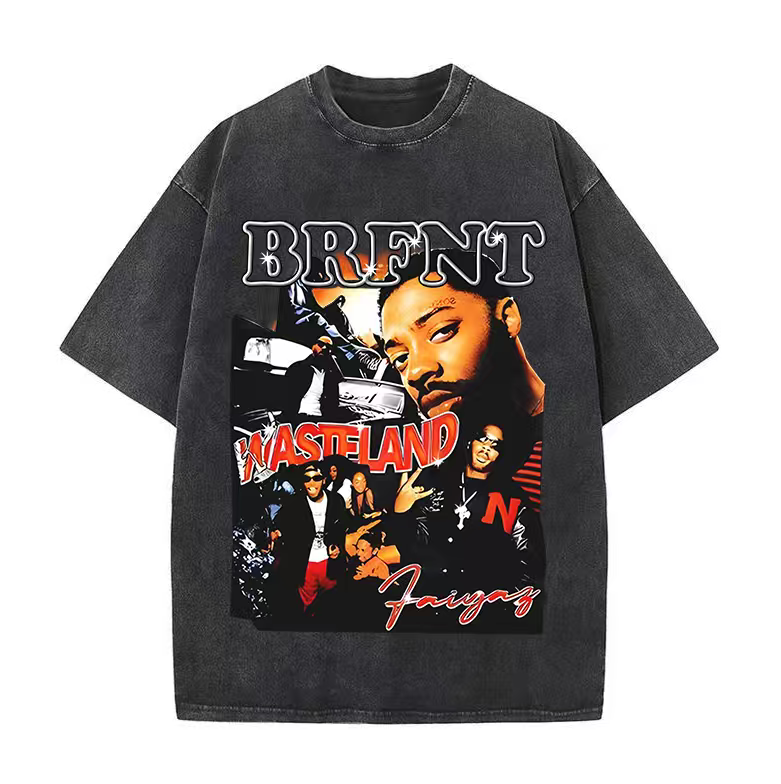 R&B singer Brent Faiyaz American small neckline distressed cotton short sleeves digital inkjet breathable printing
