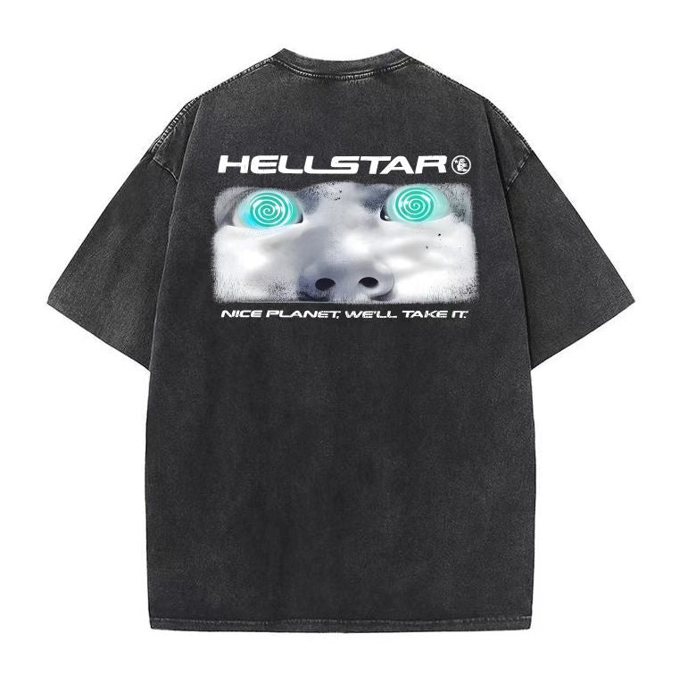 American style HELLSTAR Hell Star short-sleeved T-shirt men's ins high street T-shirt bottoming shirt women's top summer