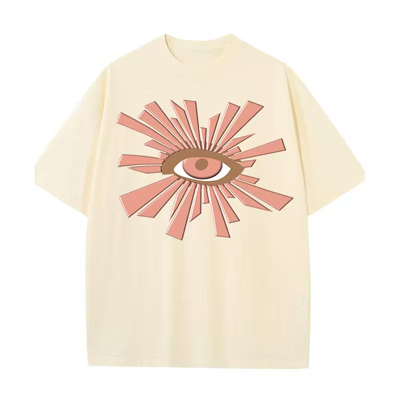 Eye of Truth foam printing American high street men and women loose casual short-sleeved T-shirt trend