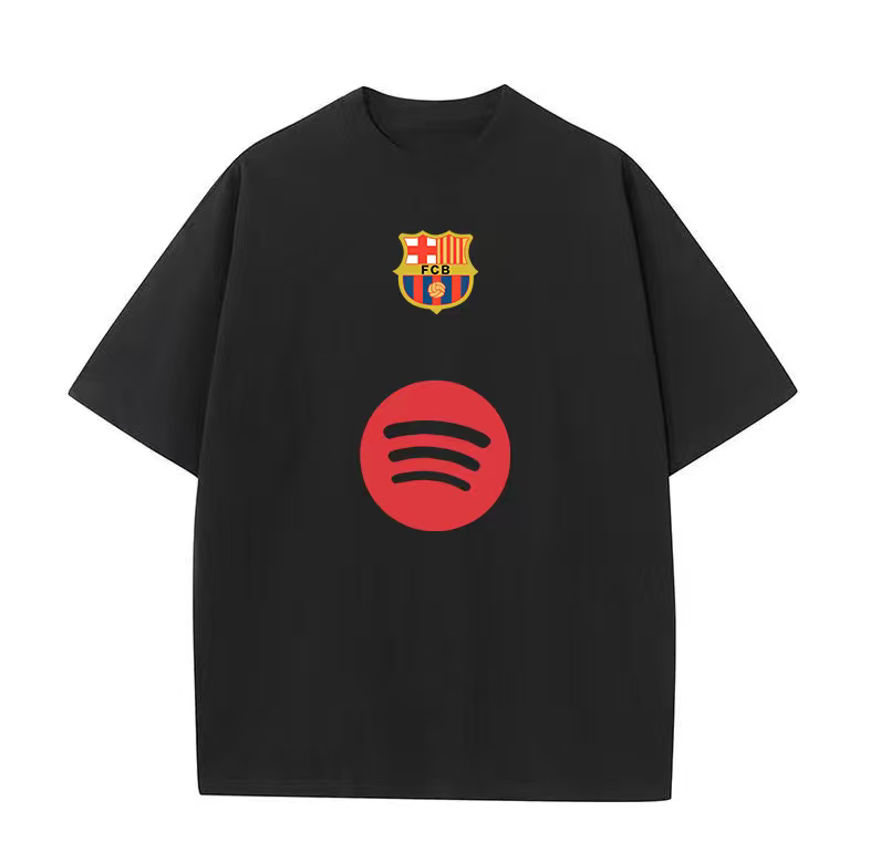 24-25 season Barcelona team uniform Yamal football clothes fan uniform short-sleeved T-shirt men's and women's pure cotton half-sleeved body
