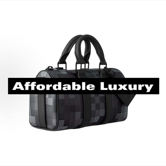 Adjustable shoulder strap backpack with letter checkered print