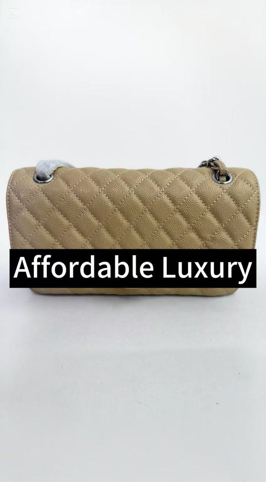 Small Chanel style women's bag CF cowhide diamond caviar bag high-grade sense of one shoulder crossbody genuine leather chain lock small square bag