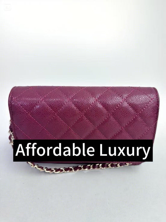 Diamond Quilted Chain Gold Buckle Grain Embossed Shiny Calfskin Fortune Flap Bag