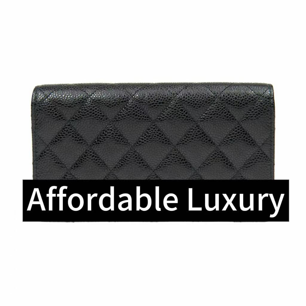 Long leather wallet with gold buckle