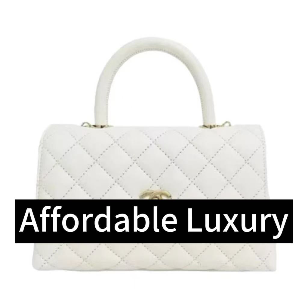 Light gold buckle grained calfskin grained embossed diamond pattern shiny chain flap closure handbag shoulder crossbody handle bag