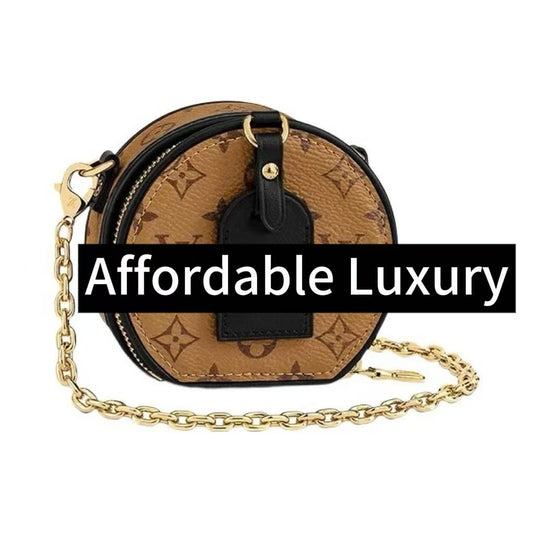Retro monogram design chain canvas and calfskin small round bag crossbody bag