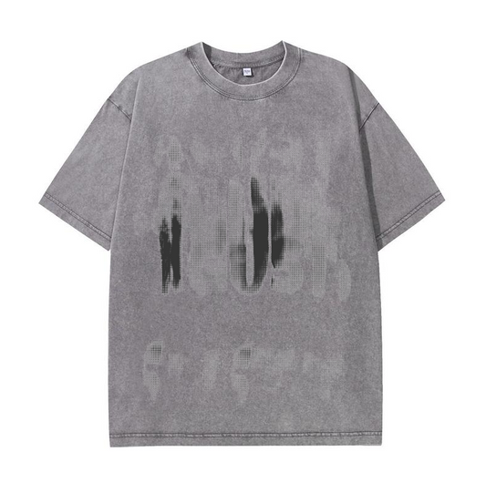 Washed distressed short-sleeved men's summer American retro high street half-sleeved design niche trendy brand large size loose T-shirt