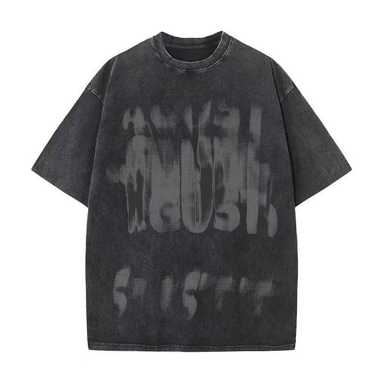Washed distressed short-sleeved men's summer American retro high street half-sleeved design niche trendy brand large size loose T-shirt