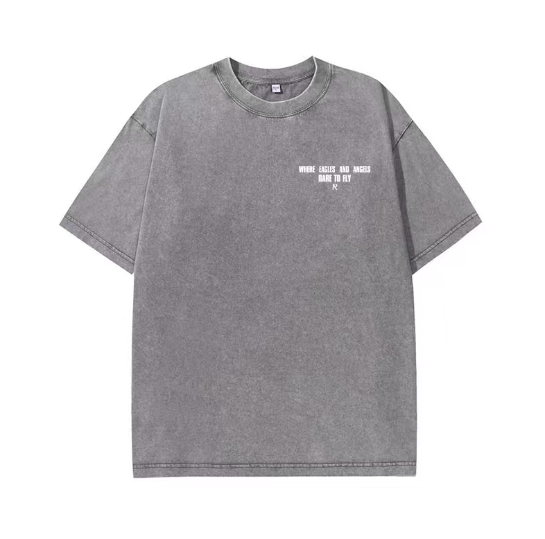 American trend Represent letter angel print retro washed distressed high street men and women loose casual short-sleeved T-shirt