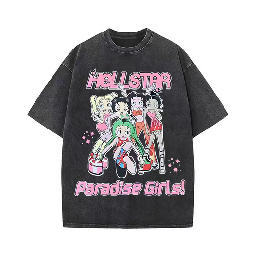 Hell Star Vintage American niche trendy brand high street hiphop hip hop distressed youth short-sleeved T-shirt men