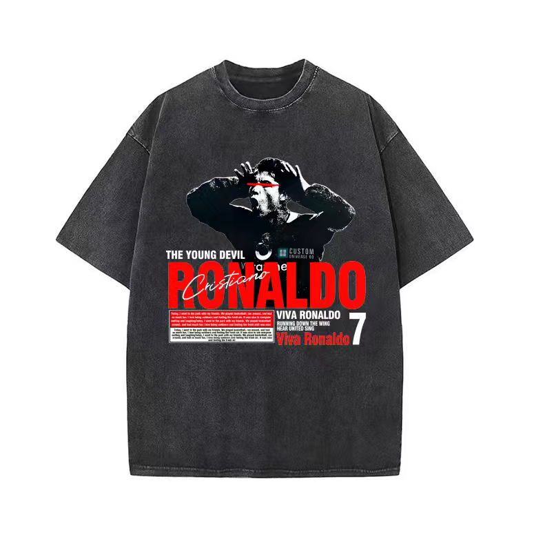 American retro washed distressed short-sleeved T-shirts for men and women, high street, European and American trendy hip-hop loose couple tops