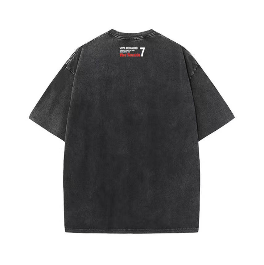 American retro washed distressed short-sleeved T-shirts for men and women, high street, European and American trendy hip-hop loose couple tops
