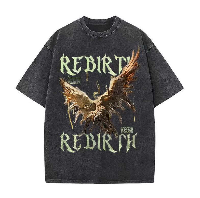 American retro washed old printed T-shirt niche design summer trend short-sleeved top