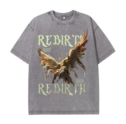 American retro washed old printed T-shirt niche design summer trend short-sleeved top
