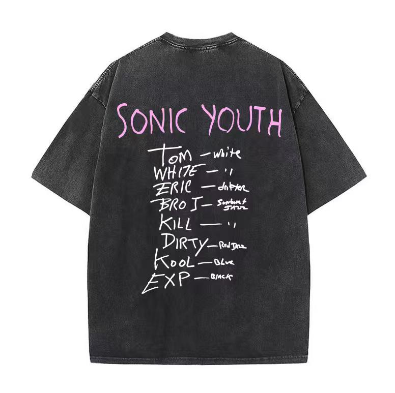 Sonic Youth Sonic Youth rock band vibe high street trendy retro heavy cotton short-sleeved T-shirt for men and women