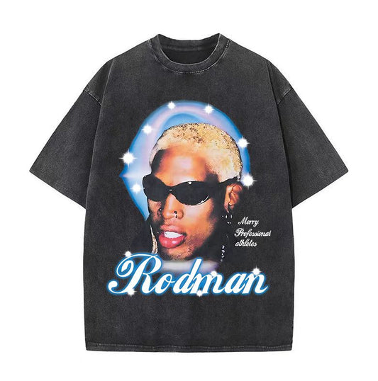European and American high street retro washed distressed short-sleeved T-shirt couple hip-hop casual loose men and women bottoming shirt trend