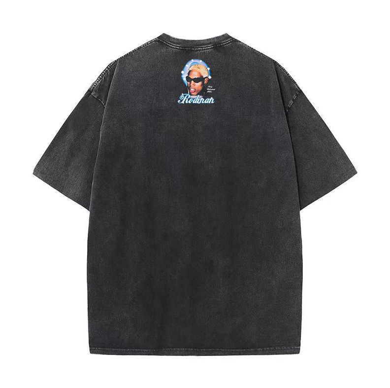 European and American high street retro washed distressed short-sleeved T-shirt couple hip-hop casual loose men and women bottoming shirt trend