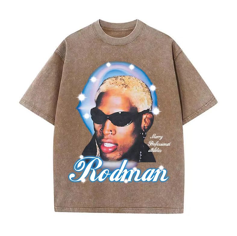 European and American high street retro washed distressed short-sleeved T-shirt couple hip-hop casual loose men and women bottoming shirt trend