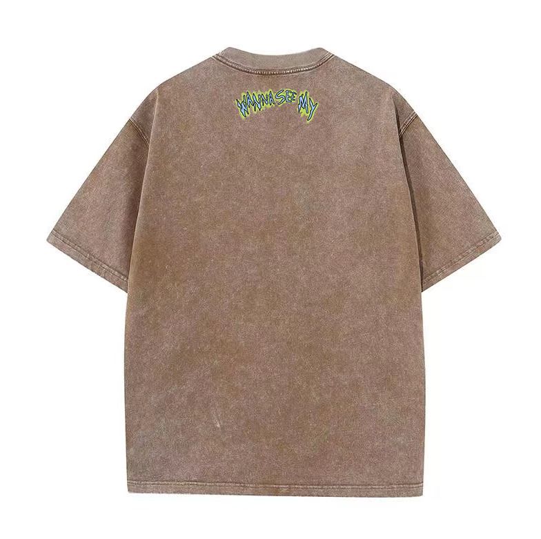European and American high street retro washed old printed bottoming shirt couple hip hop casual loose short-sleeved T-shirt men and women trend