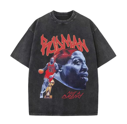 European and American high street washed distressed bottoming shirt hip hop rock digital direct printing loose short-sleeved T-shirt for men and women