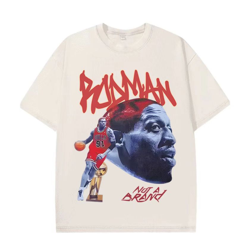 European and American high street washed distressed bottoming shirt hip hop rock digital direct printing loose short-sleeved T-shirt for men and women