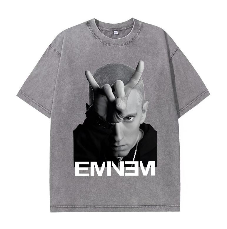 TKPA Doberman print washed retro vintage high street fashion loose round neck short-sleeved T-shirt men and women street