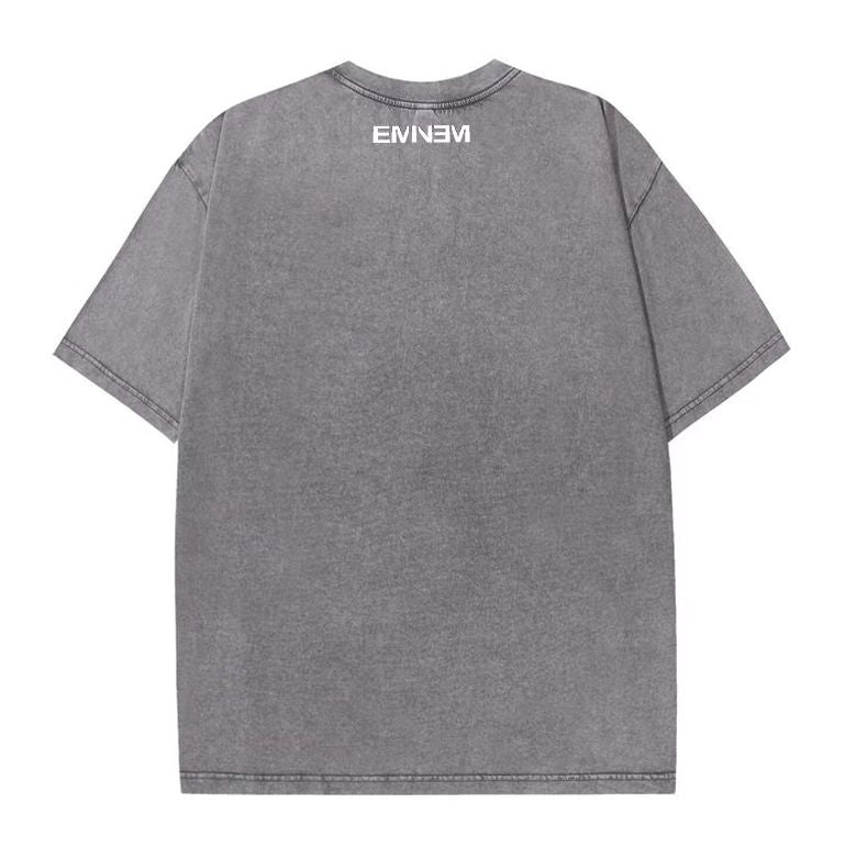 TKPA Doberman print washed retro vintage high street fashion loose round neck short-sleeved T-shirt men and women street