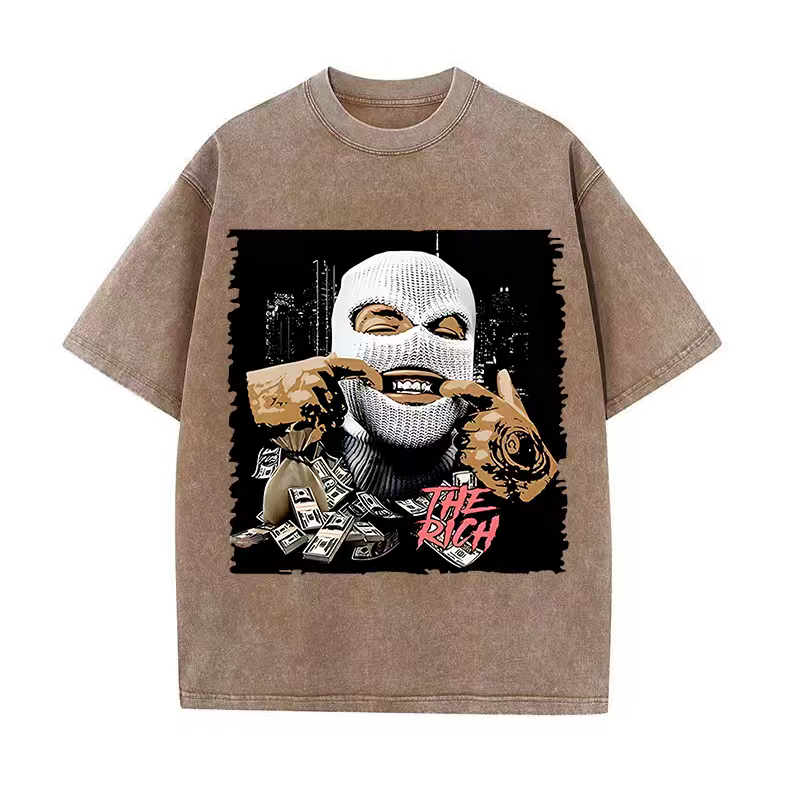 Heavy European and American high street retro Harajuku street washed color short-sleeved T-shirt men and women loose couple T-shirt tops