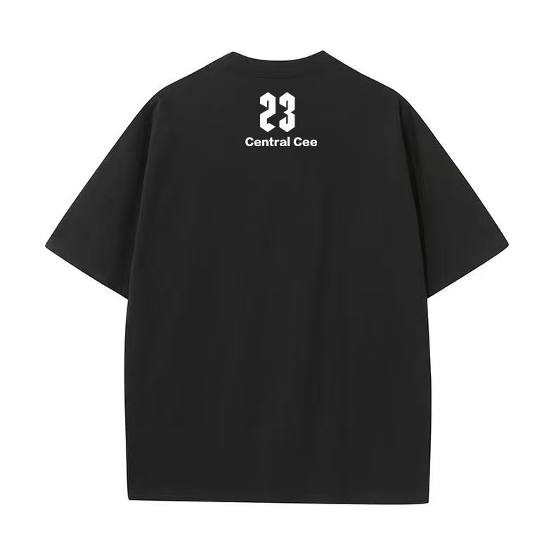 American hip-hop direct-injection printing heavyweight T-shirt men's washed and distressed small collar short sleeves