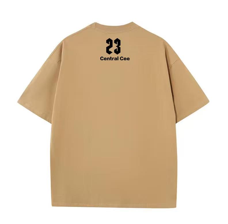 American hip-hop direct-injection printing heavyweight T-shirt men's washed and distressed small collar short sleeves