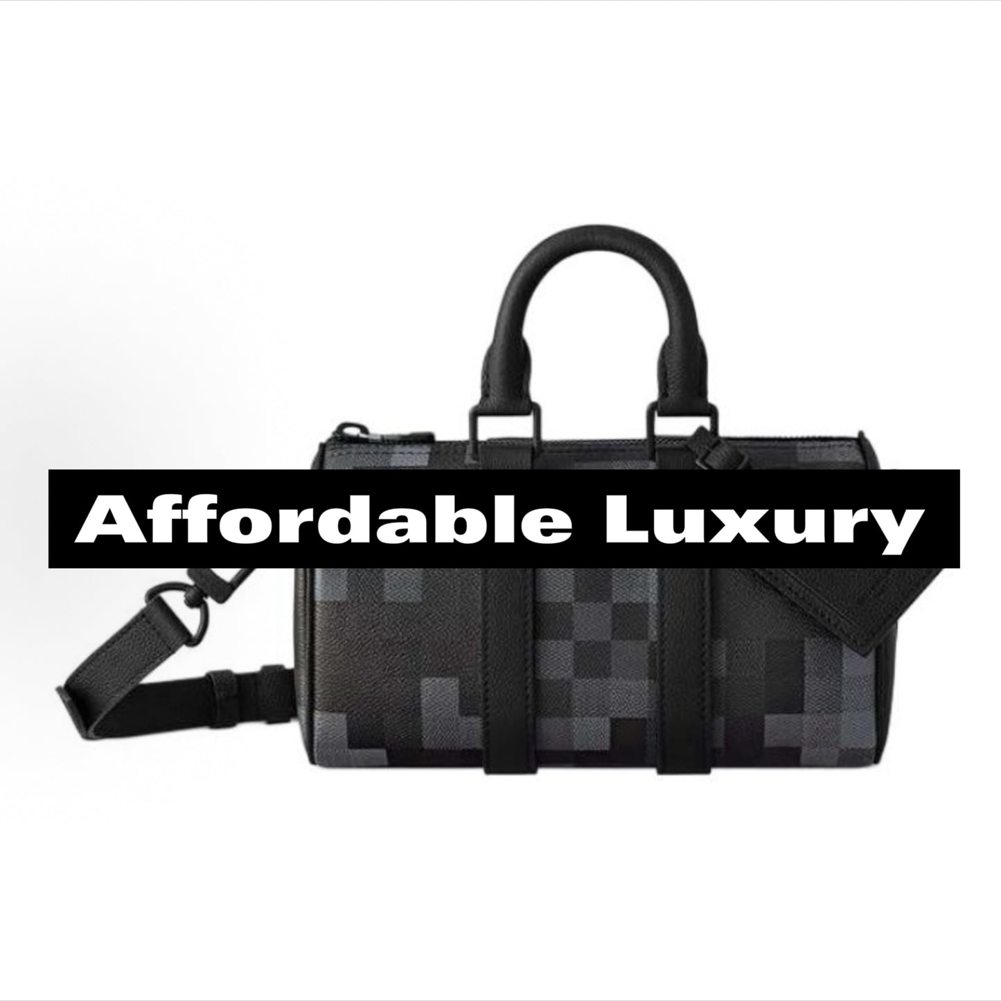 Adjustable shoulder strap backpack with letter checkered print