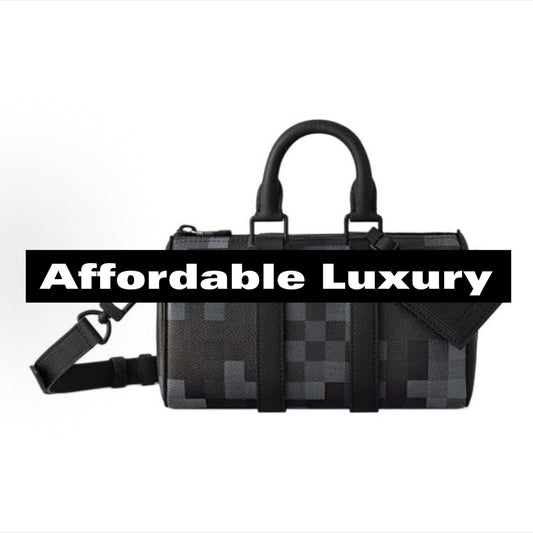 Adjustable shoulder strap backpack with letter checkered print