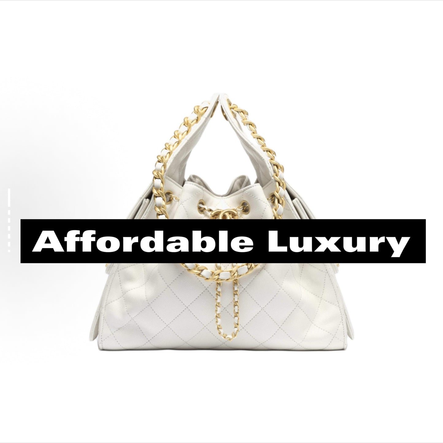 Rectangular leather chain-link crossbody bag
