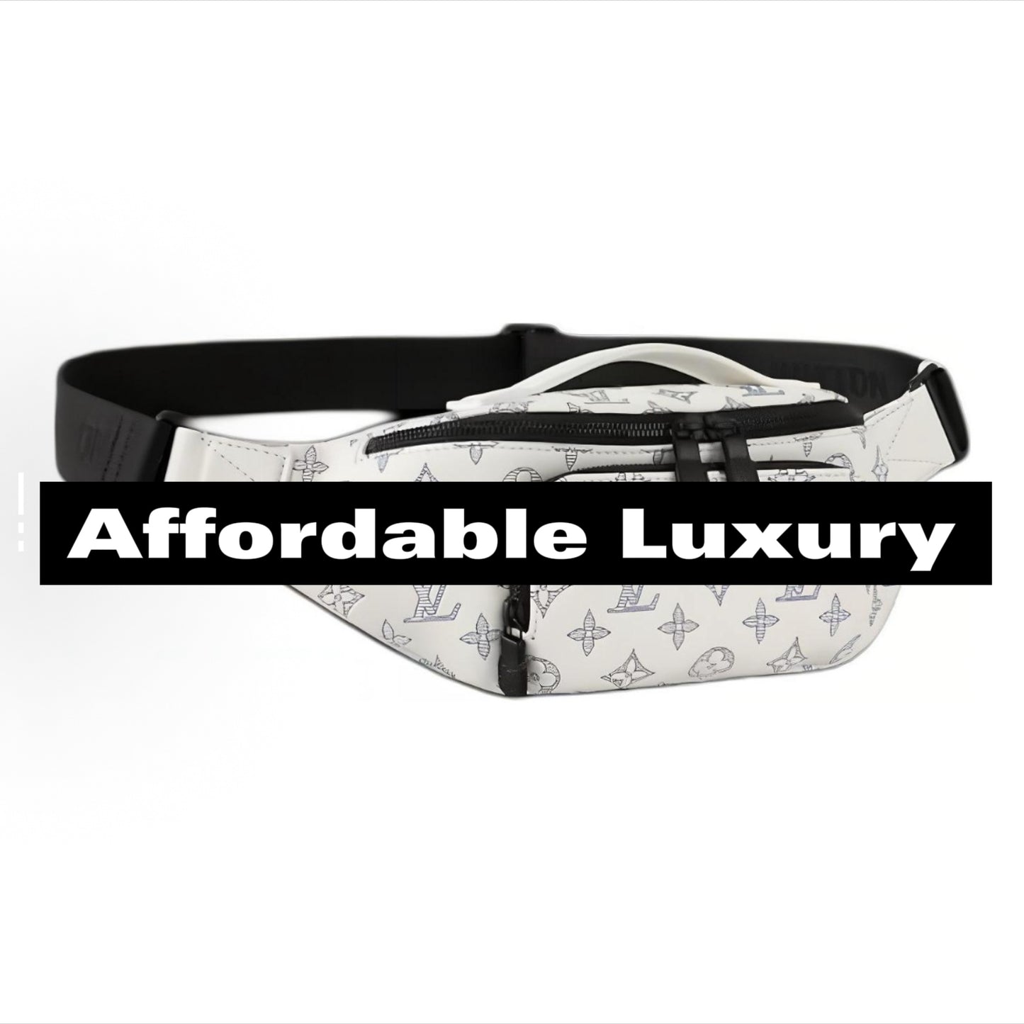 Printed calfskin waist bag for men and women, couple style