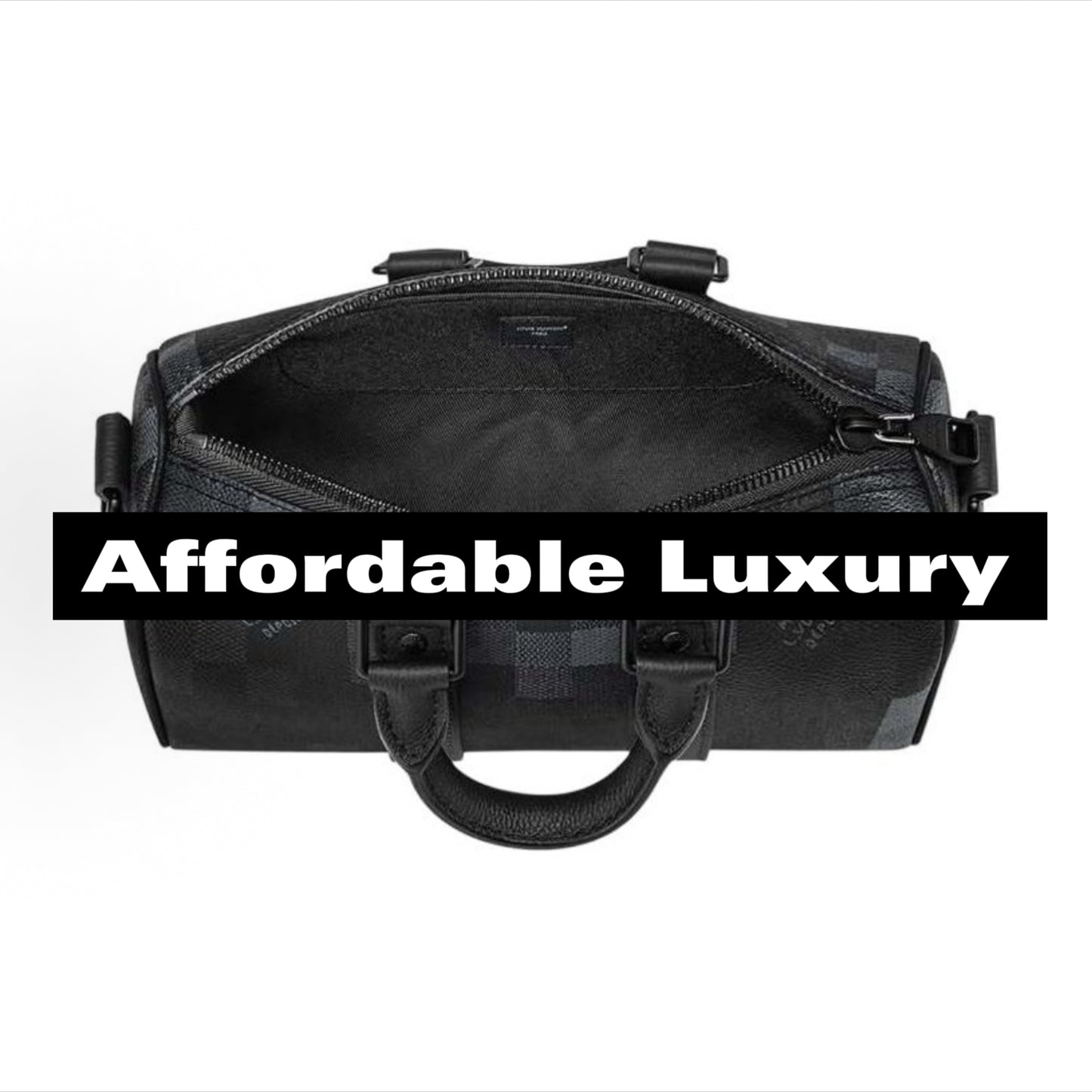 Adjustable shoulder strap backpack with letter checkered print
