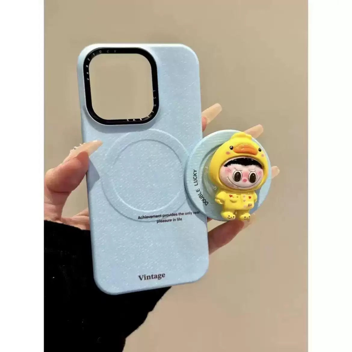 Mobile phone case with magnetic suction toys