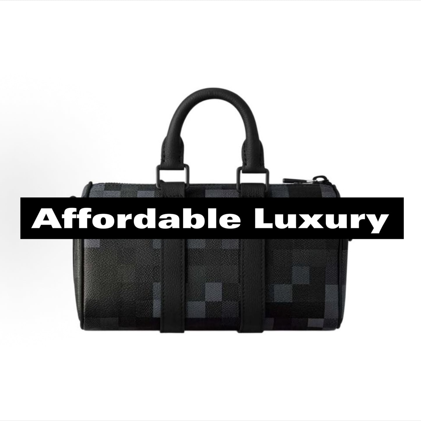 Adjustable shoulder strap backpack with letter checkered print